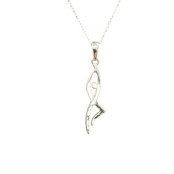 925 Sterling Silver Open Work Dancer Pendant Chain Necklace Minimalist Elegant - Picture 5 of 7